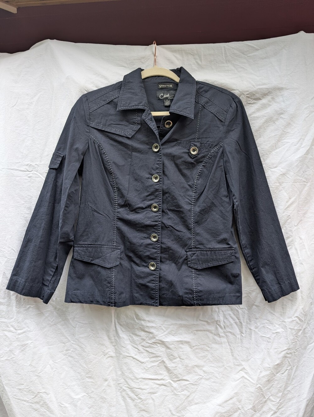 Click Collection Western Button Down Shirt Cotton Navy Sz 10